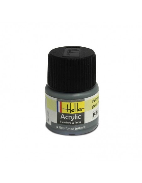 HELLER 09005 GRIS FONCE BRILLANT ACRYLIQUE 12ML A L'UNITÉ - LCDP - Radiocommande.fr