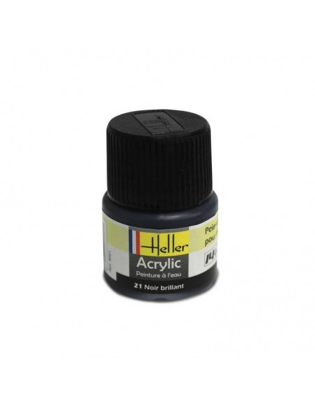 HELLER 09021 NOIR BRILLANT ACRYLIQUE 12ML A L'UNITÉ - LCDP - Radiocommande.fr