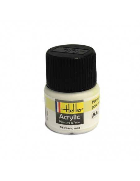 HELLER 09034 BLANC MAT ACRYLIQUE 12ML A L'UNITÉ - LCDP - Radiocommande.fr