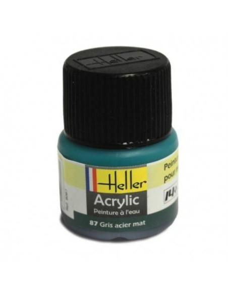 HELLER 09087 GRIS ACIER MAT ACRYLIQUE 12ML A L'UNITÉ - LCDP - Radiocommande.fr
