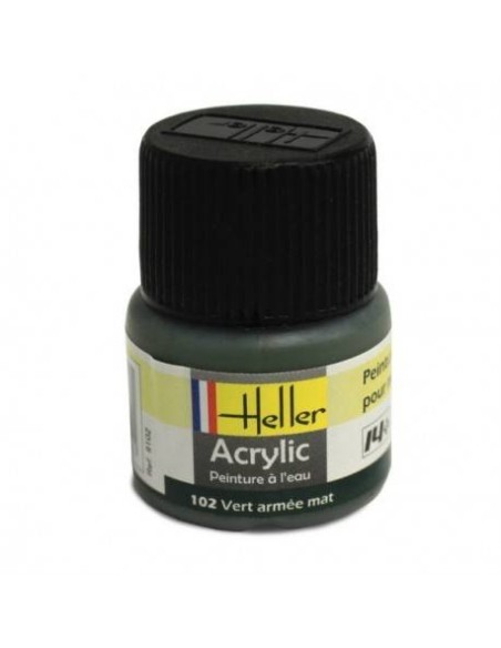 HELLER 09102 VERT ARMEE MAT ACRYLIQUE 12ML A L'UNITÉ - LCDP - Radiocommande.fr