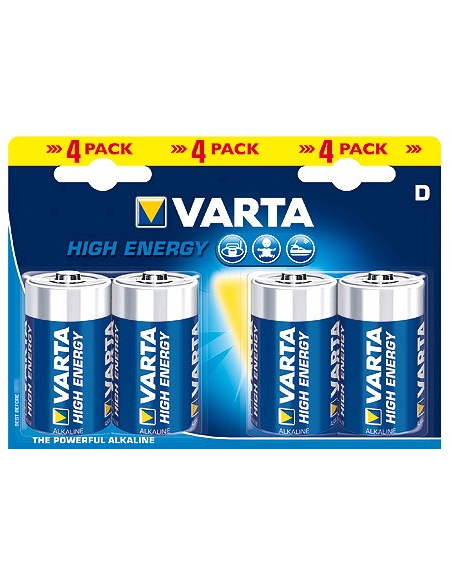LR20 - Pile alcaline VARTA High Energy - 4920 121 414 - Blister de 4 - LCDP - Radiocommande.fr