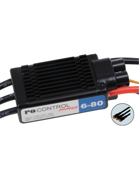 VARIATEUR RO-CONTROL PRO 6-80 - 3-6S -80 (100A) ESC SANS BALAI - LCDP - Radiocommande.fr