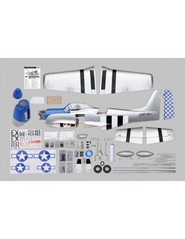 Avion Phoenix Model P-51 Mustang gris/vert 50-60cc GP/EP ARF 2.19m - LCDP - Radiocommande.fr