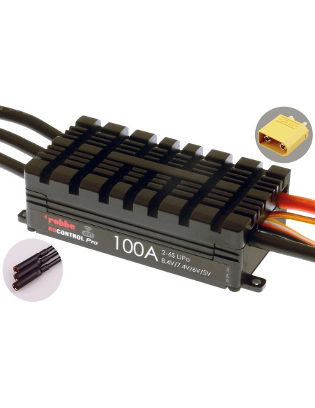 Variateur ESC ROBBE RO-CONTROL PRO WIFI 2-6S 100A HV-BEC XT-90 / 5mm CONTACT OR