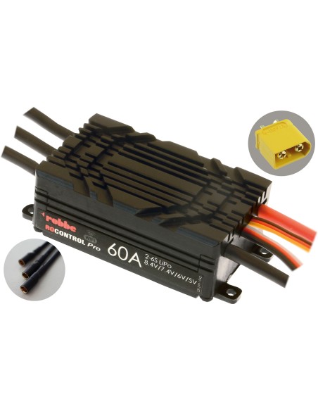 Variateur ROBBE RO-CONTROL PRO WIFI 2-6S 60A HV-BEC XT-60 / 3,5mm CONTACT OR