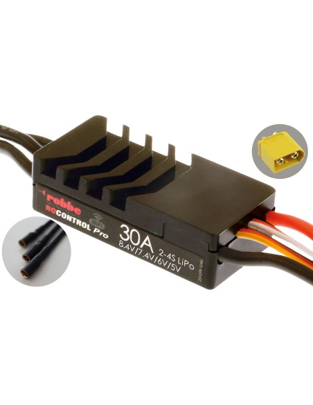 Variateur ROBBE RO-CONTROL PRO WIFI 2-4S 30A HV-BEC XT-60 / 3,5mm CONTACT OR