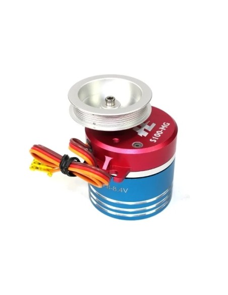 Servo treuil HE S100MG Brushless 4 tours - poulie double gorge 30mm