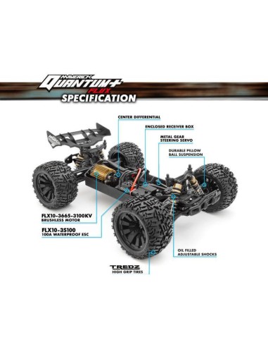 Voiture QUANTUM+ XT FLUX 4X4 1/10 ARGENT BLEU