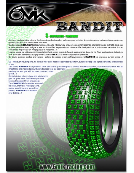 Pneus "BANDIT" 15/25° monté jante blanche (la paire)