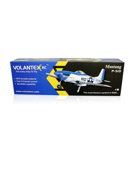 Modelisme avion rc Volantex RC Volantex RC Mustang P51D 750mm Warbird 768-1 RTF - avec un gyroscope