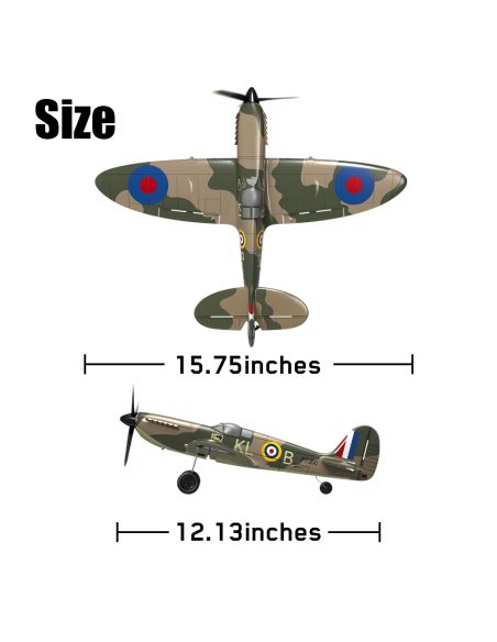 Modelisme avion rc Volantex RC Spitfire avec système de stabilisation acrobatique Xpilot One Key parfait pour les débutants RTF,