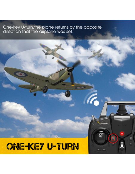 Modelisme avion rc Volantex RC Spitfire avec système de stabilisation acrobatique Xpilot One Key parfait pour les débutants RTF
