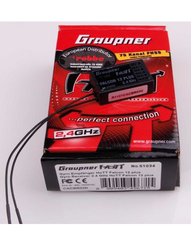 Recepteur radio GRAUPNER FALCON 12 PLUS HOTT Gyroscope 3 axes + vario + diversité d'antenne