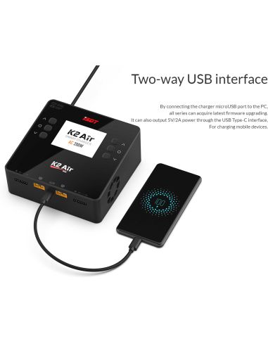 Chargeur modélisme ISDT K2 Air Dual Charger 200 (500)W x2 AC/DC Chargeur 1-6S avec technologie BattAir