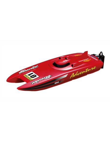 Bateau rc modélisme CATAMARAN DE COURSE ADVENTURE ROUGE 2.4 GHZ 30KM/H