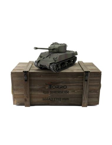 Char d'assaut radiocommandé, 1/16 RC M4A3 Sherman 76mm camo IR Servo