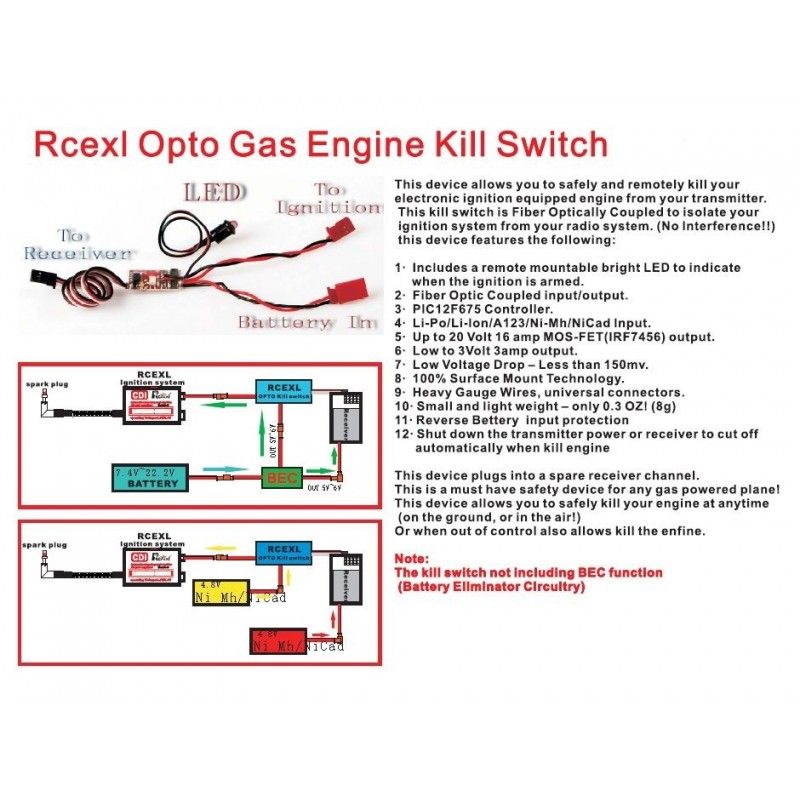 Modelisme rc Kill switch pour moteur RCEXL