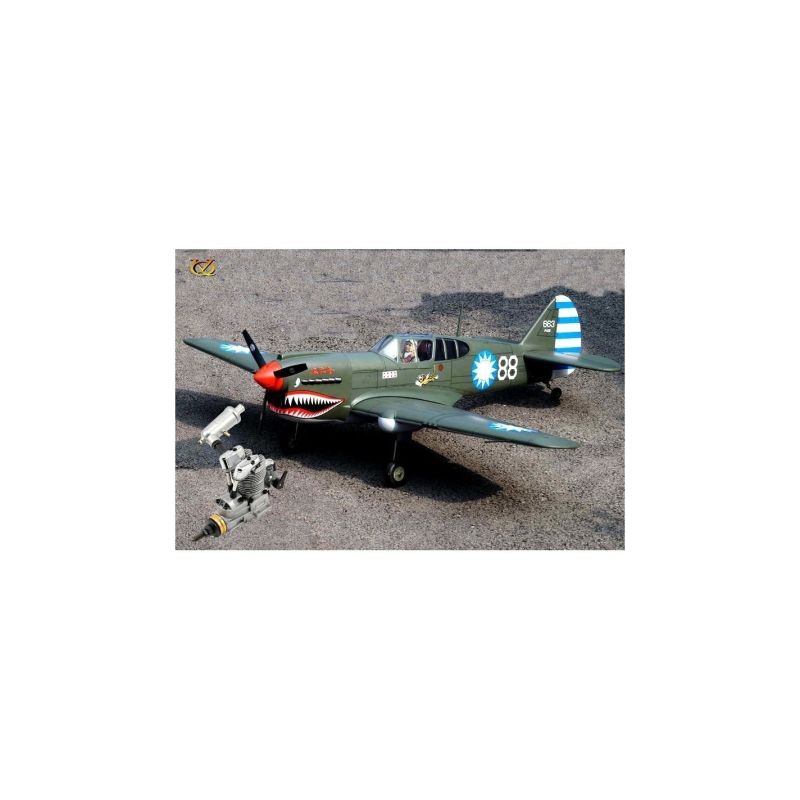 Avion VQ Model P-40 Kitty Hawk 1.57m + Saito FA-62B Moteur methanol 4 temps