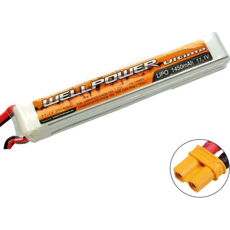 Batterie Lipo WELLPOWER ULTIMA 1450 mAh / 11.1 Volt 3S « SLIM » 20/40C XT-30