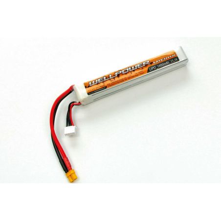 Batterie Lipo WELLPOWER ULTIMA 1450 mAh / 11.1 Volt 3S « SLIM » 20/40C XT-30