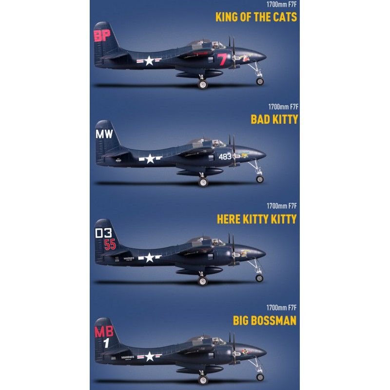 1/9 Plane 1700mm F7F Tigercat Blue PNP kit w/ reflex system