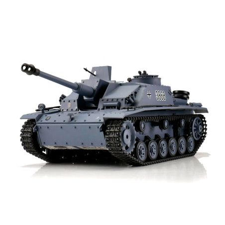 1/16 RC Sturmgeschütz III Ausf. G grau BB+IR (chenilles métalliques) | Ventedemodelisme.fr