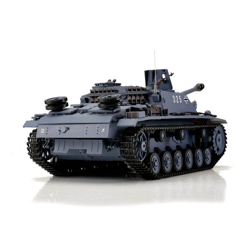 1/16 RC Sturmgeschütz III Ausf. G grau BB+IR (chenilles métalliques) | Ventedemodelisme.fr