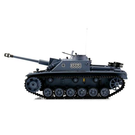 1/16 RC Sturmgeschütz III Ausf. G grau BB+IR (chenilles métalliques) | Ventedemodelisme.fr