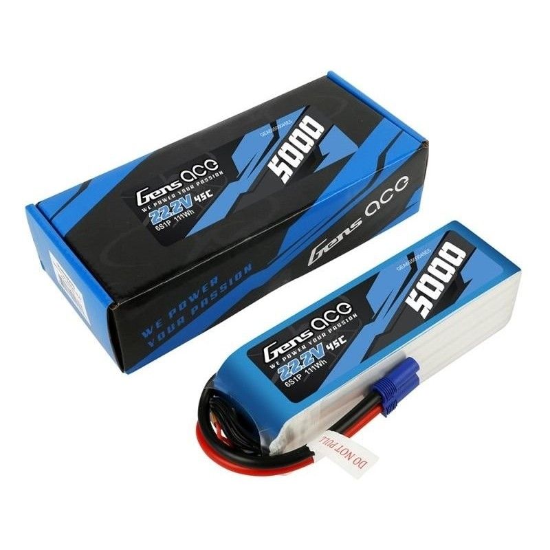 Batterie Gens ace lipo 6S 22.2V 5000mAh 45C prise EC5