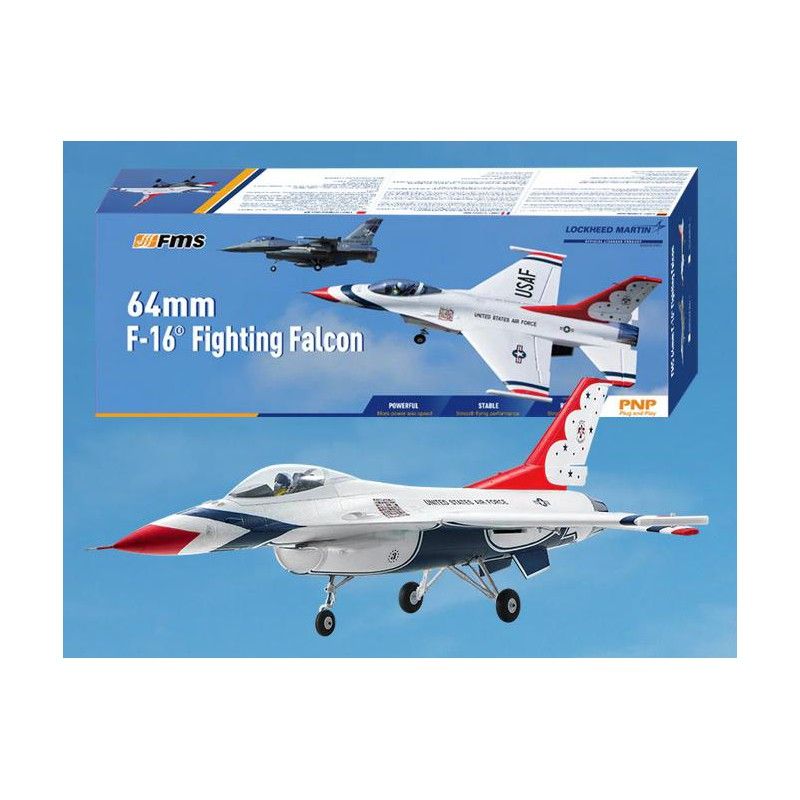 Avion rc 1/18 Jet 64mm EDF F-16 Fighting Falcon PNP - Blue Thunder