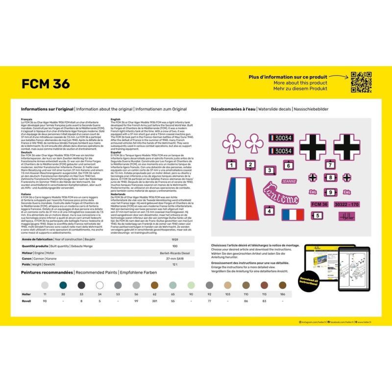 HELLER 30322 MAQUETTE MILITAIRE FCM 36 1/35