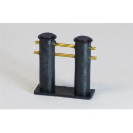 Bitte d'amarrage moyenne double fûts Ø 6mm -H. 23,5 mm Embase 22x8.5mm