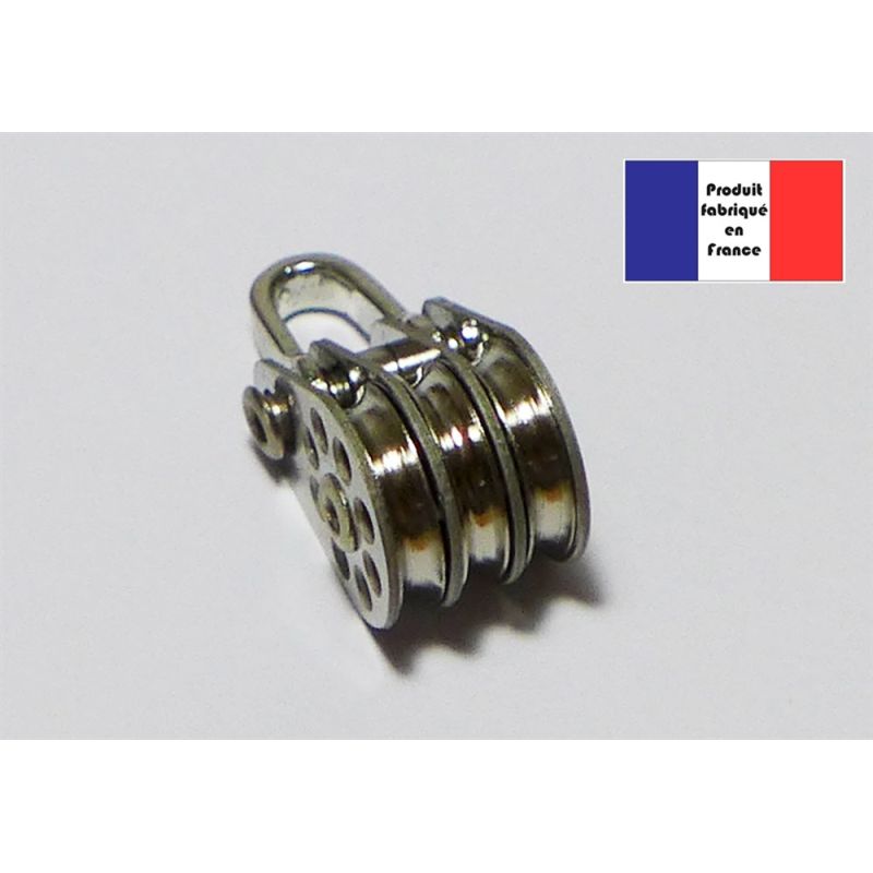 Poulie triple à manille - Série Light à billes - 10 mm