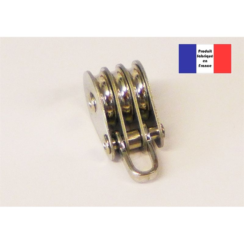 Poulie triple à manille - Série Métal - 10 mm