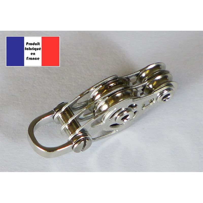 Poulie double à violons et manille - Série Race à billes - 10 mm