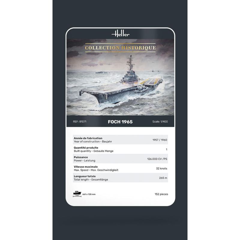 Maquette statique Heller STARTER KIT Foch 1965 1/400