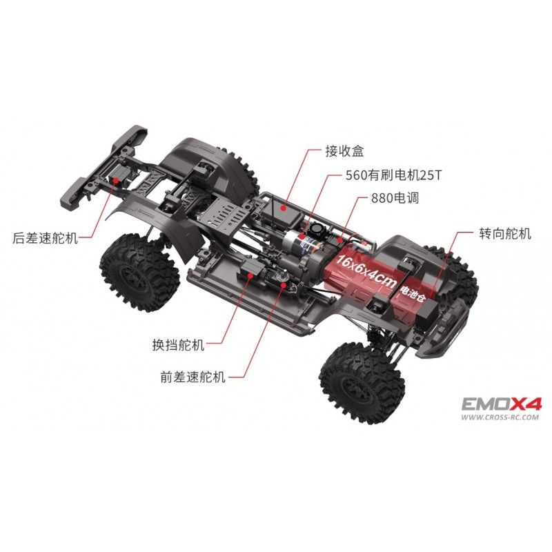 Scale Crawler 1/8 EMO X4 RTR Cross RC - Gris