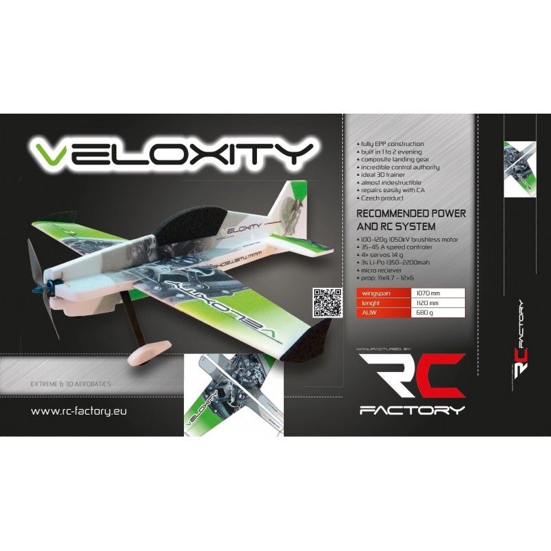Avion RC Factory Veloxity vert env.1.07m