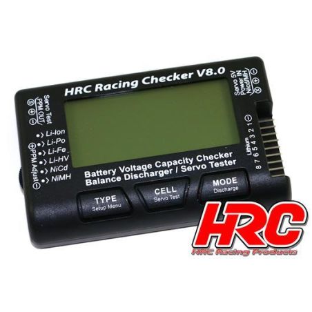 Analyseur de batterie et de servo - 1~8S - Checker & Balancer avec affichage en pourcentage de l'état de l'accu