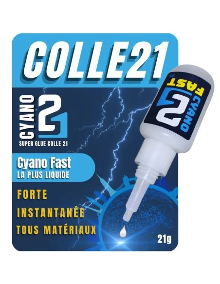 Colle21 FAST 21g | Super Glue Ultra-Liquide à Séchage Express – Colle Extra-Forte Multi-Usages