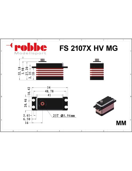 Servo moteur Robbe Modellsport FS 2107X HV MG Servo numérique sans balais Servo à couple élevé et profil bas