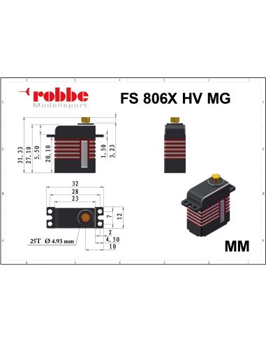 Servo Robbe Modellsport FS 806X HV MG Servo numérique Compatible avec X12