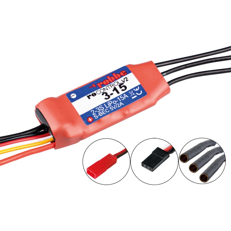 Robbe Modellsport RO-CONTROL 3-15 V2 2-3S -15(30)A 5V/2A Régulateur BEC linéaire