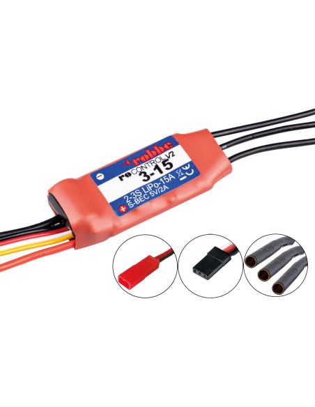 Robbe Modellsport RO-CONTROL 3-15 V2 2-3S -15(30)A 5V/2A Régulateur BEC linéaire