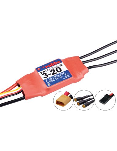 Variateur Robbe Modellsport RO-CONTROL 3-20 V2 2-3S -20(40)A 5V/3A Régulateur BEC linéaire