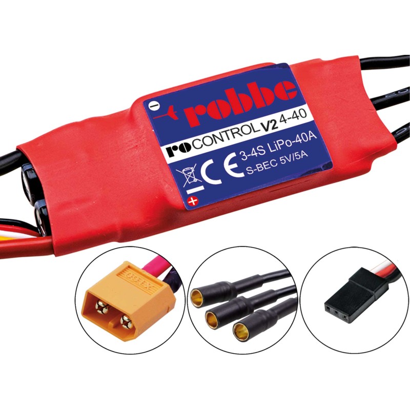 Variateur Robbe Modellsport RO-CONTROL 4-40 V2 3-4S -40(60)A 5V/5A SWITCH BEC Regulateur