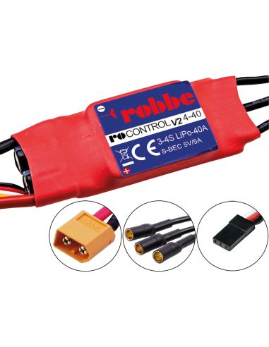 Variateur Robbe Modellsport RO-CONTROL 4-40 V2 3-4S -40(60)A 5V/5A SWITCH BEC Regulateur
