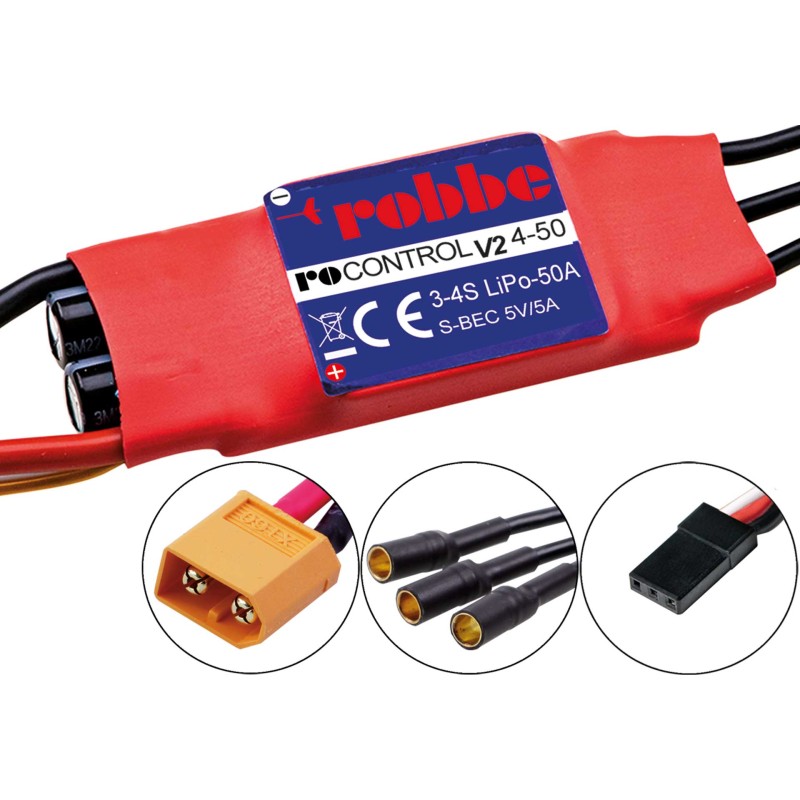 Variateur Robbe Modellsport RO-CONTROL 4-50 V2 3-4S -50(70)A 5V/5A Régulateur SWITCH BEC