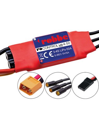 Variateur Robbe Modellsport RO-CONTROL 4-50 V2 3-4S -50(70)A 5V/5A Régulateur SWITCH BEC